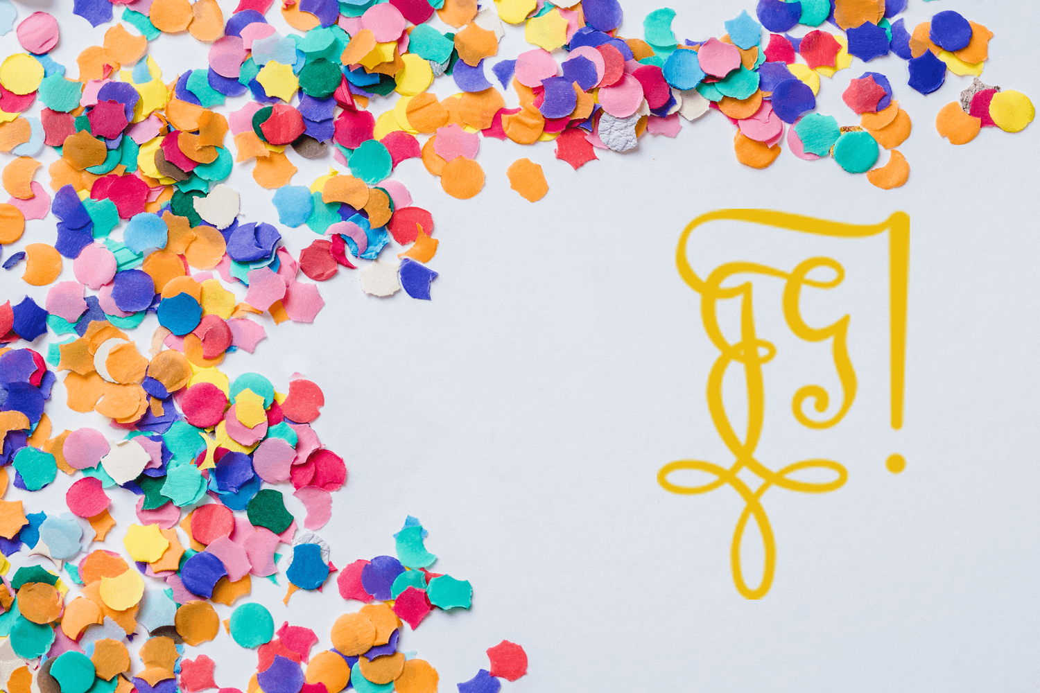 buntes Konfetti mit Gral-Zirkel in Goldfarbe