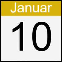 10. Jänner, gold, eckiges Kalendericon