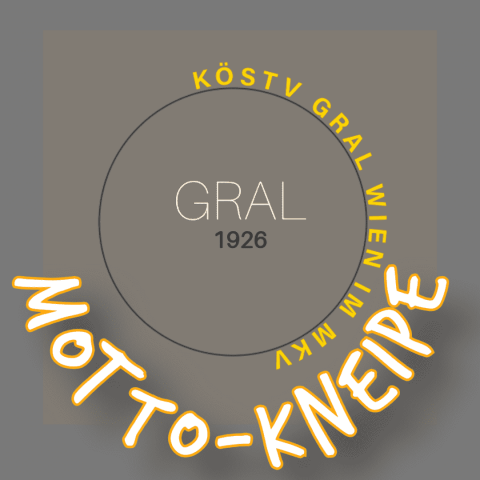 Logo Mottokneipe Text um Kreis auf perlgrauem Grund