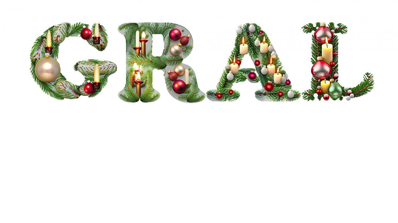 Schriftzug GRAL in weihnachtlichem Gewande