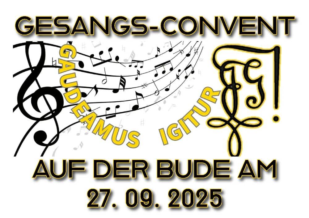 Gesangsconvent mit Notenband, Noten, Violinschlüssel, Zirkel und Datum
