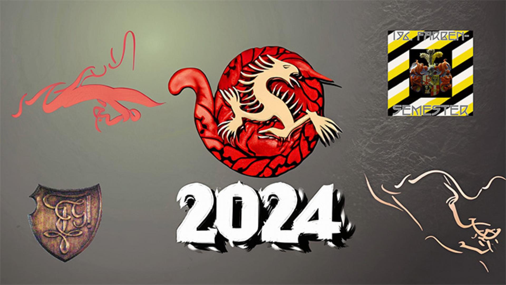 2024 mit dem chinesischen Drachensymbol und dem Gral Zirkelschild