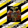 LOGO 200. Farbensemester Prunkwappen auf weiß-Schwarz-Golden gestreiftem Hintergrund und Text: 200. Farbensemester