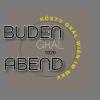Logo Budenabend Schwarze Schrift auf grauem Grund